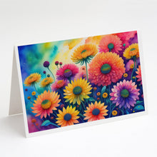 Load image into Gallery viewer, Chrysanthemums in Color Greeting Cards -  Blank Note Cards – 8-Pack of Artist-Designed Cards with Envelopes