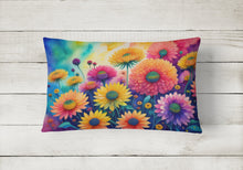 Load image into Gallery viewer, Chrysanthemums in Color Fabric Decorative Pillow