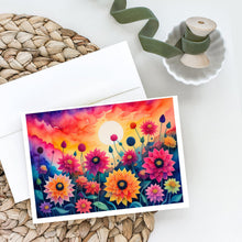 Load image into Gallery viewer, Dahlias in Color Greeting Cards -  Blank Note Cards – 8-Pack of Artist-Designed Cards with Envelopes