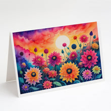 Load image into Gallery viewer, Dahlias in Color Greeting Cards -  Blank Note Cards – 8-Pack of Artist-Designed Cards with Envelopes