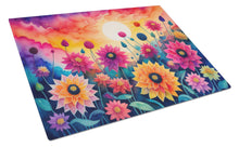 Load image into Gallery viewer, Dahlias in Color Glass Cutting Boards – Durable, Decorative Kitchen Art Large