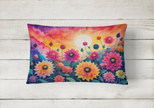 Load image into Gallery viewer, Dahlias in Color Fabric Decorative Pillow
