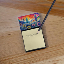Load image into Gallery viewer, Eryngium in Color Sticky Note Holder- Refiilable Desk Accessory Note Pad