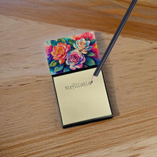 Load image into Gallery viewer, Gardenias in Color Sticky Note Holder- Refiilable Desk Accessory Note Pad