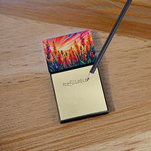 Load image into Gallery viewer, Gladiolus in Color Sticky Note Holder- Refiilable Desk Accessory Note Pad