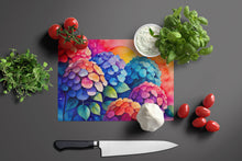 Load image into Gallery viewer, Hydrangeas in Color Glass Cutting Boards – Durable, Decorative Kitchen Art Large