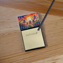 Load image into Gallery viewer, Iris in Color Sticky Note Holder- Refiilable Desk Accessory Note Pad