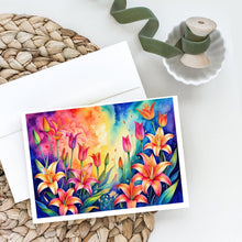 Load image into Gallery viewer, Lilies in Color Greeting Cards -  Blank Note Cards – 8-Pack of Artist-Designed Cards with Envelopes