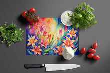 Load image into Gallery viewer, Lilies in Color Glass Cutting Boards – Durable, Decorative Kitchen Art Large