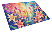 Load image into Gallery viewer, Lilies in Color Glass Cutting Boards – Durable, Decorative Kitchen Art Large
