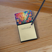 Load image into Gallery viewer, Lilies in Color Sticky Note Holder- Refiilable Desk Accessory Note Pad