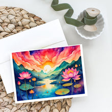Load image into Gallery viewer, Lotus in Color Greeting Cards -  Blank Note Cards – 8-Pack of Artist-Designed Cards with Envelopes