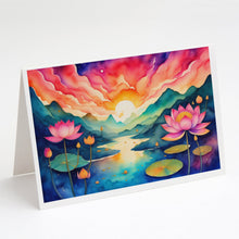 Load image into Gallery viewer, Lotus in Color Greeting Cards -  Blank Note Cards – 8-Pack of Artist-Designed Cards with Envelopes