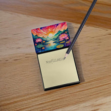 Load image into Gallery viewer, Lotus in Color Sticky Note Holder- Refiilable Desk Accessory Note Pad