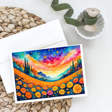 Load image into Gallery viewer, Marigolds in Color Greeting Cards -  Blank Note Cards – 8-Pack of Artist-Designed Cards with Envelopes