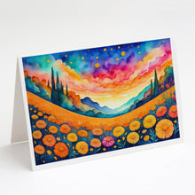 Load image into Gallery viewer, Marigolds in Color Greeting Cards -  Blank Note Cards – 8-Pack of Artist-Designed Cards with Envelopes