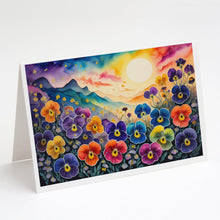 Load image into Gallery viewer, Pansies in Color Greeting Cards -  Blank Note Cards – 8-Pack of Artist-Designed Cards with Envelopes