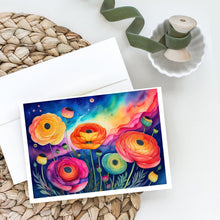 Load image into Gallery viewer, Ranunculus in Color Greeting Cards -  Blank Note Cards – 8-Pack of Artist-Designed Cards with Envelopes