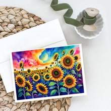 Load image into Gallery viewer, Sunflowers in Color Greeting Cards -  Blank Note Cards – 8-Pack of Artist-Designed Cards with Envelopes