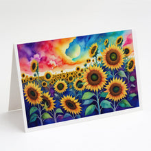 Load image into Gallery viewer, Sunflowers in Color Greeting Cards -  Blank Note Cards – 8-Pack of Artist-Designed Cards with Envelopes