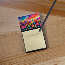 Load image into Gallery viewer, Tulips in Color Sticky Note Holder- Refiilable Desk Accessory Note Pad