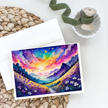 Load image into Gallery viewer, Violets in Color Greeting Cards -  Blank Note Cards – 8-Pack of Artist-Designed Cards with Envelopes