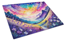 Load image into Gallery viewer, Violets in Color Glass Cutting Boards – Durable, Decorative Kitchen Art Large