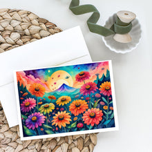 Load image into Gallery viewer, Zinnias in Color Greeting Cards -  Blank Note Cards – 8-Pack of Artist-Designed Cards with Envelopes