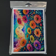 Load image into Gallery viewer, Zinnias in Color Greeting Cards -  Blank Note Cards – 8-Pack of Artist-Designed Cards with Envelopes