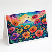 Load image into Gallery viewer, Zinnias in Color Greeting Cards -  Blank Note Cards – 8-Pack of Artist-Designed Cards with Envelopes