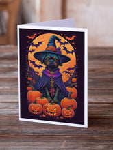 Load image into Gallery viewer, Affenpinscher Witchy Halloween Greeting Cards -  Blank Note Cards – 8-Pack of Artist-Designed Cards with Envelopes