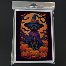 Load image into Gallery viewer, Affenpinscher Witchy Halloween Greeting Cards -  Blank Note Cards – 8-Pack of Artist-Designed Cards with Envelopes
