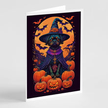 Load image into Gallery viewer, Affenpinscher Witchy Halloween Greeting Cards -  Blank Note Cards – 8-Pack of Artist-Designed Cards with Envelopes
