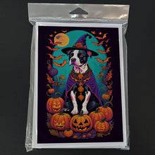Load image into Gallery viewer, Pit Bull Terrier Witchy Halloween Greeting Cards -  Blank Note Cards – 8-Pack of Artist-Designed Cards with Envelopes
