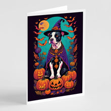 Load image into Gallery viewer, Pit Bull Terrier Witchy Halloween Greeting Cards -  Blank Note Cards – 8-Pack of Artist-Designed Cards with Envelopes