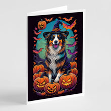 Load image into Gallery viewer, Australian Shepherd Witchy Halloween Greeting Cards -  Blank Note Cards – 8-Pack of Artist-Designed Cards with Envelopes
