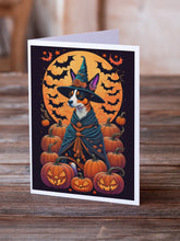 Load image into Gallery viewer, Basenji Witchy Halloween Greeting Cards -  Blank Note Cards – 8-Pack of Artist-Designed Cards with Envelopes
