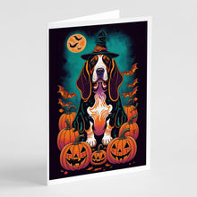 Load image into Gallery viewer, Basset Hound Witchy Halloween Greeting Cards -  Blank Note Cards – 8-Pack of Artist-Designed Cards with Envelopes