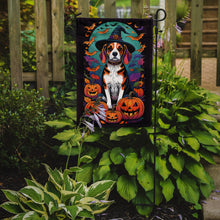 Load image into Gallery viewer, Beagle Witchy Halloween Garden Flag – Witch Dog with Pumpkins, Bats &amp; Jack-o'-Lanterns
