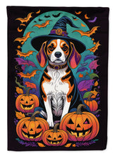 Load image into Gallery viewer, Beagle Witchy Halloween Garden Flag – Witch Dog with Pumpkins, Bats &amp; Jack-o'-Lanterns