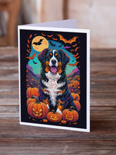 Load image into Gallery viewer, Bernese Mountain Dog Witchy Halloween Greeting Cards -  Blank Note Cards – 8-Pack of Artist-Designed Cards with Envelopes