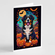 Load image into Gallery viewer, Bernese Mountain Dog Witchy Halloween Greeting Cards -  Blank Note Cards – 8-Pack of Artist-Designed Cards with Envelopes