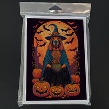 Load image into Gallery viewer, Bloodhound Witchy Halloween Greeting Cards -  Blank Note Cards – 8-Pack of Artist-Designed Cards with Envelopes