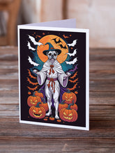 Load image into Gallery viewer, White Boxer Witchy Halloween Greeting Cards -  Blank Note Cards – 8-Pack of Artist-Designed Cards with Envelopes