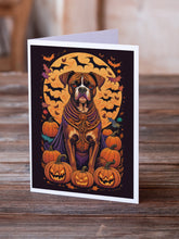 Load image into Gallery viewer, Boxer Witchy Halloween Greeting Cards -  Blank Note Cards – 8-Pack of Artist-Designed Cards with Envelopes