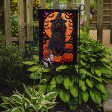 Load image into Gallery viewer, Boykin Spaniel Witchy Halloween Garden Flag – Witch Dog with Pumpkins, Bats &amp; Jack-o'-Lanterns