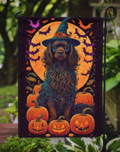 Load image into Gallery viewer, Boykin Spaniel Witchy Halloween Garden Flag – Witch Dog with Pumpkins, Bats &amp; Jack-o'-Lanterns