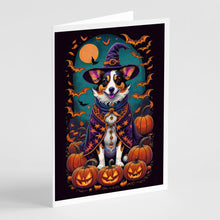 Load image into Gallery viewer, Corgi Witchy Halloween Greeting Cards -  Blank Note Cards – 8-Pack of Artist-Designed Cards with Envelopes
