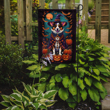 Load image into Gallery viewer, Corgi Witchy Halloween Garden Flag – Witch Dog with Pumpkins, Bats &amp; Jack-o'-Lanterns