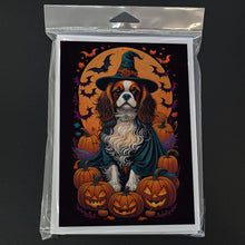 Load image into Gallery viewer, Cavalier Spaniel Witchy Halloween Greeting Cards -  Blank Note Cards – 8-Pack of Artist-Designed Cards with Envelopes